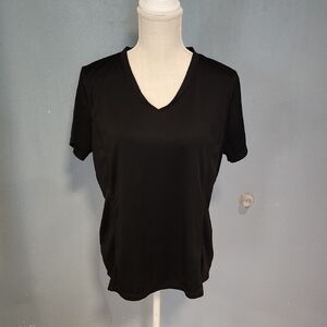 Life Vneck Black Relaxed Fit Athletic Exercise Tee Shirt